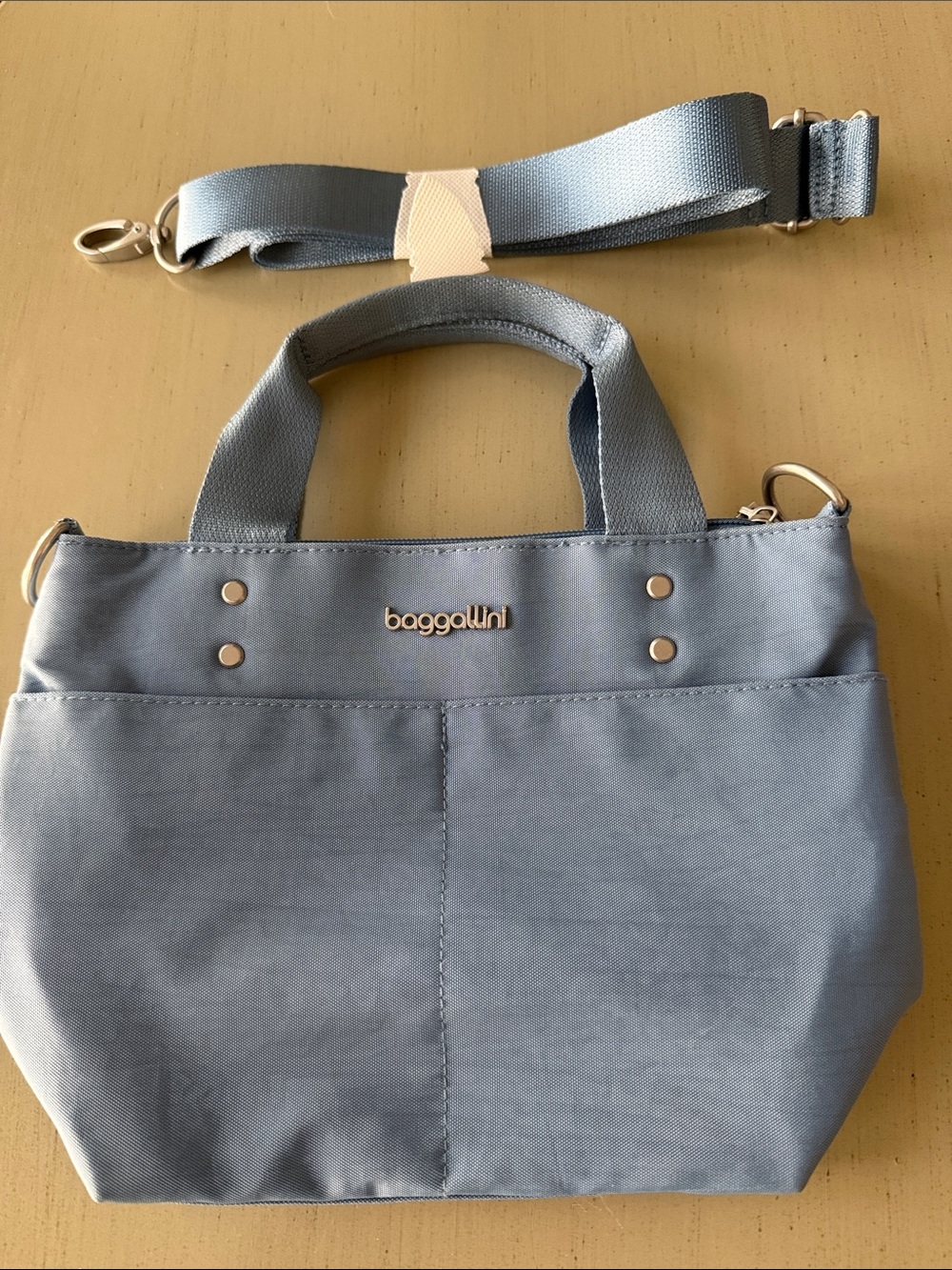 Baggallini Powder Blue Compact Tote with Removable Strap